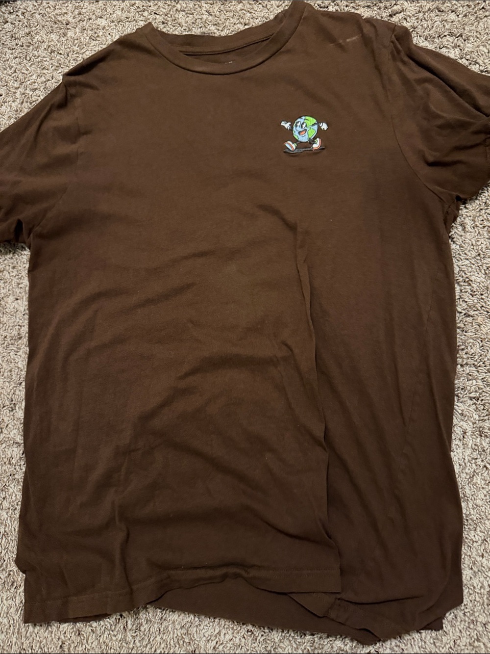 Eighty Eight Brown Short Sleeve Tee with Small Globe Patch